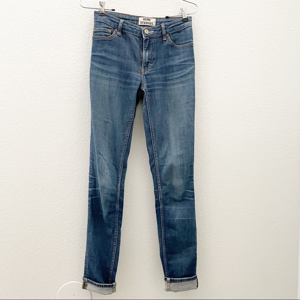 Acne studios flex raw reform skinny jeans 24 x 32